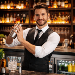 barman professionnel derriere arriere bar refrigere 06